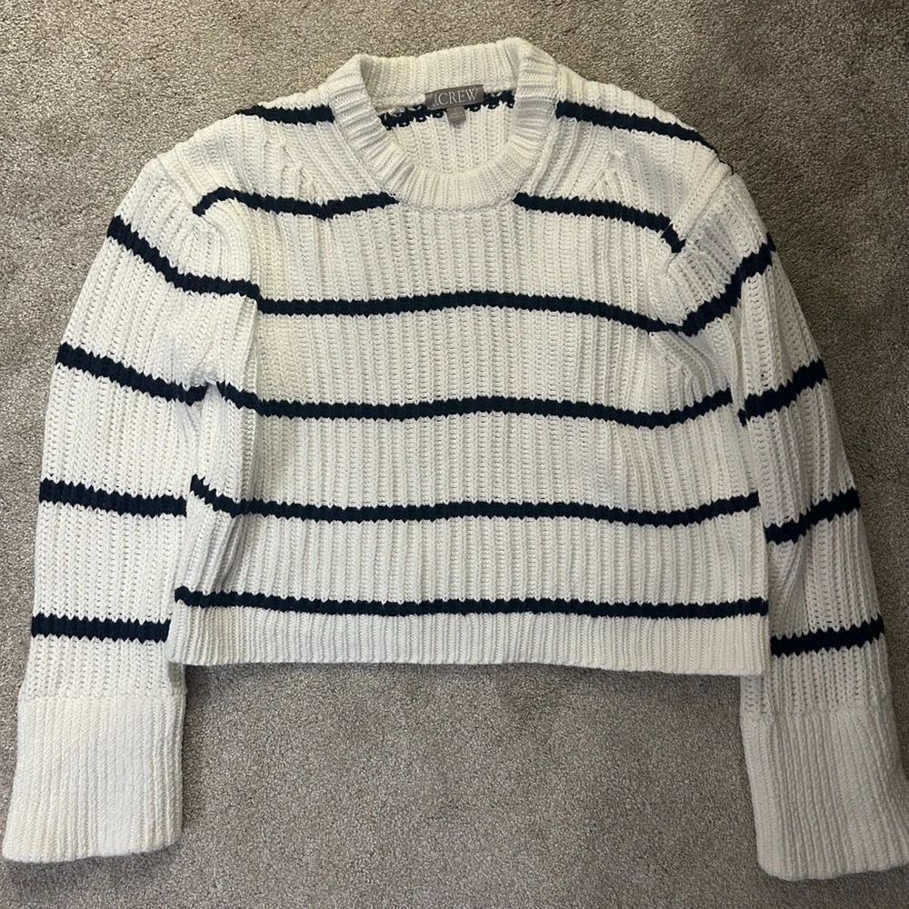 J. Crew White and Navy Striped Sweater - Picture 2 of 2